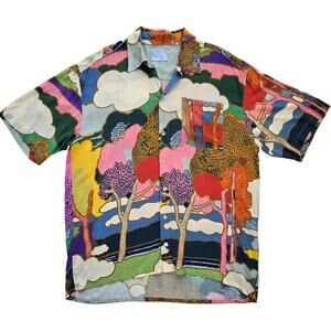 Bower Swimwear Liberty London Prospect Road Button Short Sleeve Top Women XL EUC